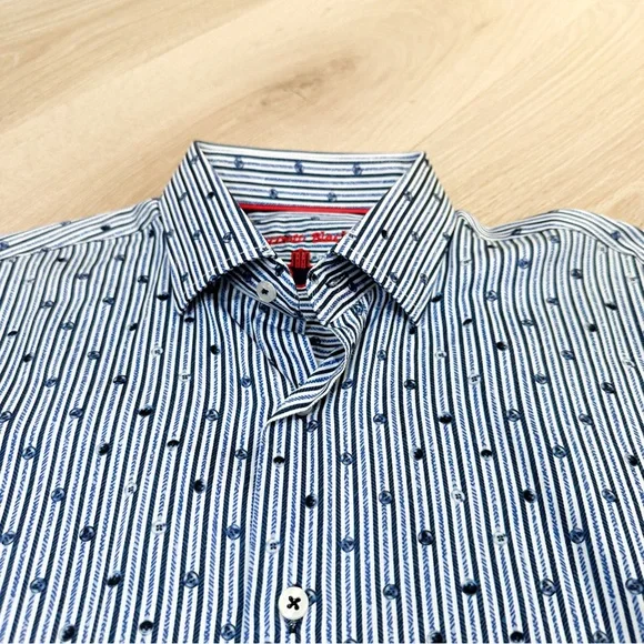 NWT VISCONTI BLACK Men's Patterned Striped Shirt Size Medium​ - Picture 5 of 13